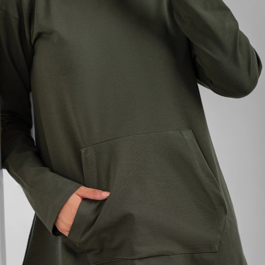 Akira summer melton hoodie in light fabric, shown in a relaxed fit with a hood and front pocket, perfect for casual wear.