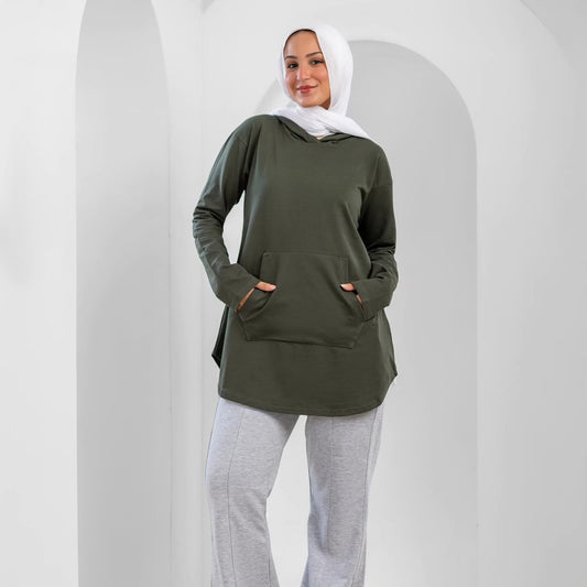 Akira summer melton hoodie in light color, showing the relaxed fit and soft fabric, ideal for casual warm-weather wear.